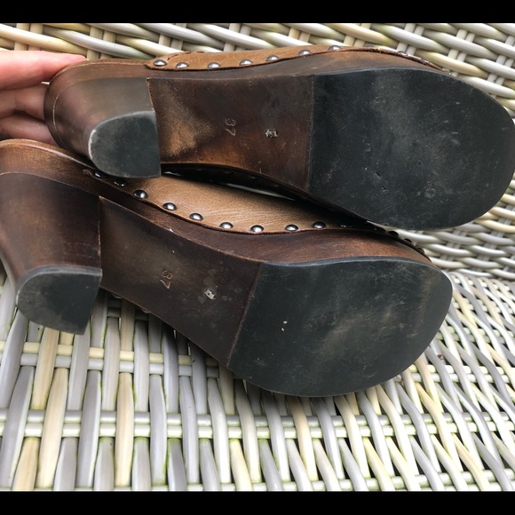 Vintage Prada Wooden Clogs 37 Mules Sandals 7 Y2K - Picture 15 of 16